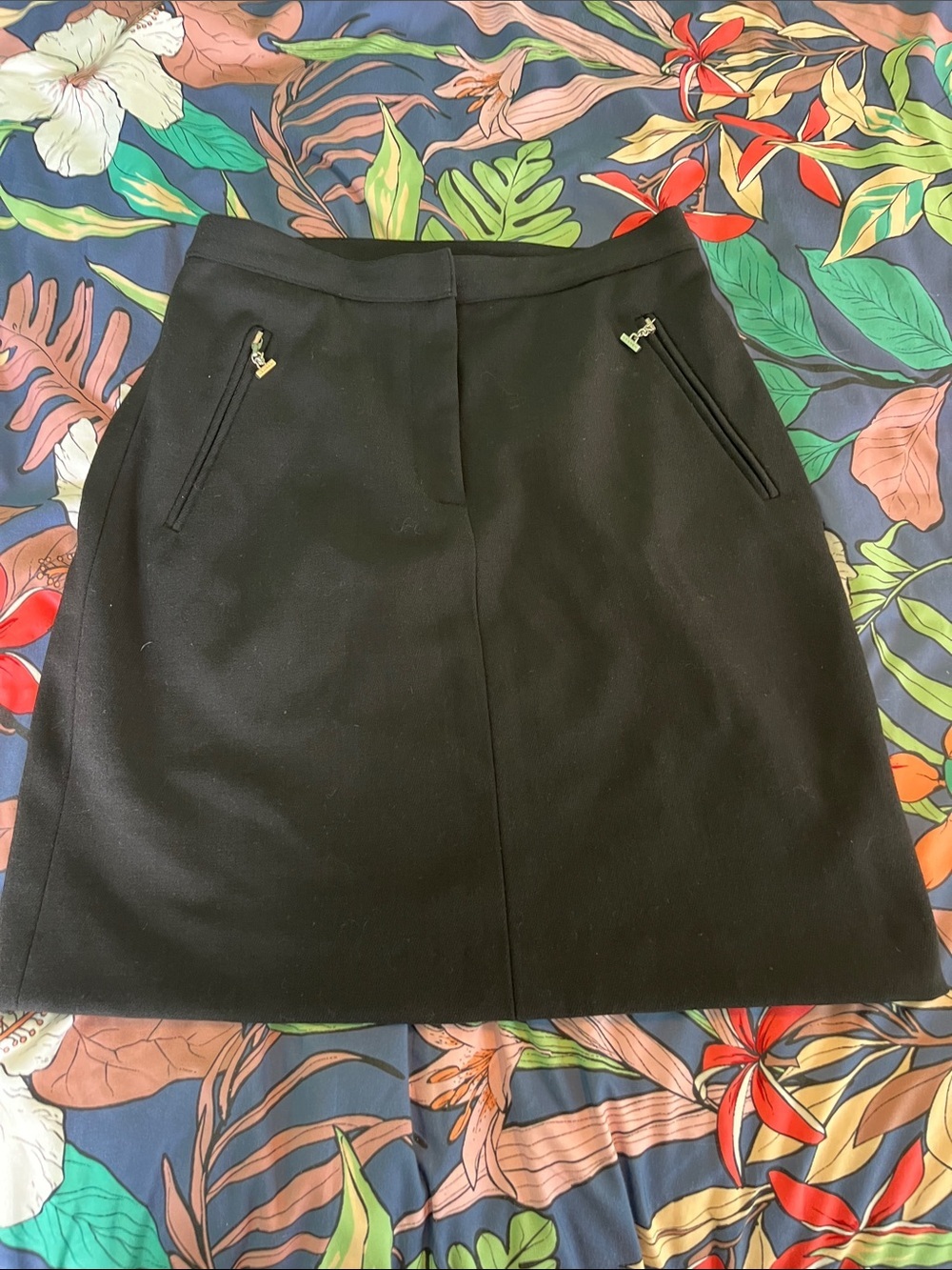 Ralph Lauren Black A-Line Skirt with Zip Pocket Accents